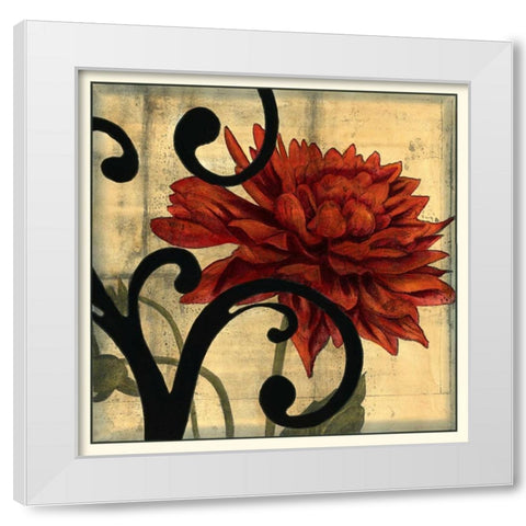 Dahlias and Scrolls IV White Modern Wood Framed Art Print by Goldberger, Jennifer