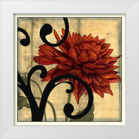 Dahlias and Scrolls IV White Modern Wood Framed Art Print by Goldberger, Jennifer