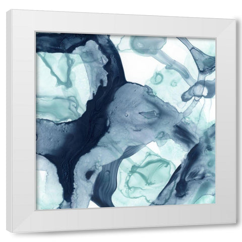 Blue Cavern V White Modern Wood Framed Art Print by Vess, June Erica
