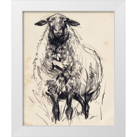 Charcoal Sheep I White Modern Wood Framed Art Print by Parker, Jennifer Paxton