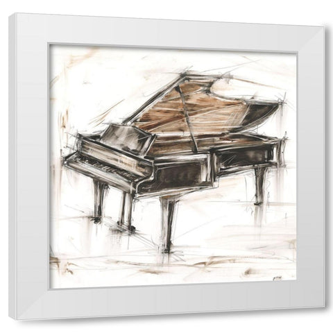 Grand Piano Study White Modern Wood Framed Art Print by Harper, Ethan