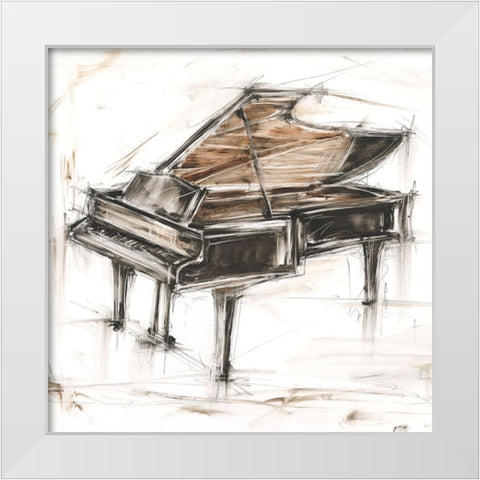 Grand Piano Study White Modern Wood Framed Art Print by Harper, Ethan