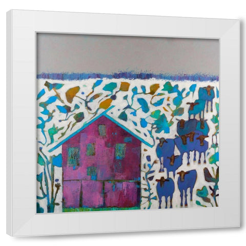 Engler Barn White Modern Wood Framed Art Print by Jachimiec, Sue