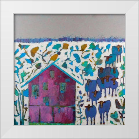 Engler Barn White Modern Wood Framed Art Print by Jachimiec, Sue