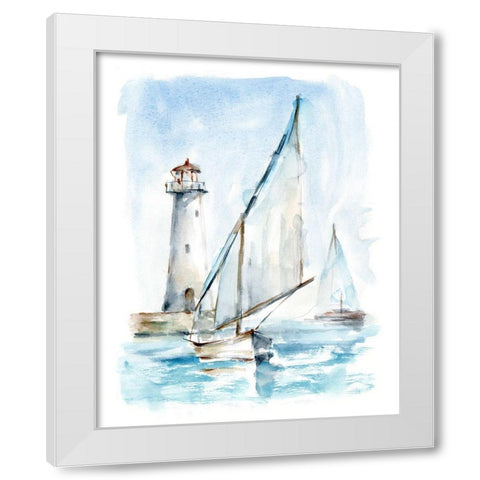 Sailing into the Harbor II White Modern Wood Framed Art Print by Harper, Ethan
