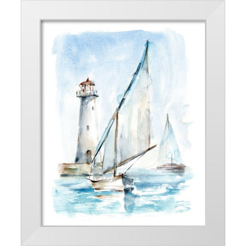 Sailing into the Harbor II White Modern Wood Framed Art Print by Harper, Ethan