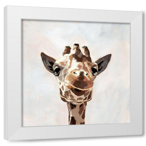 Giraffes Gaze I White Modern Wood Framed Art Print by Barnes, Victoria