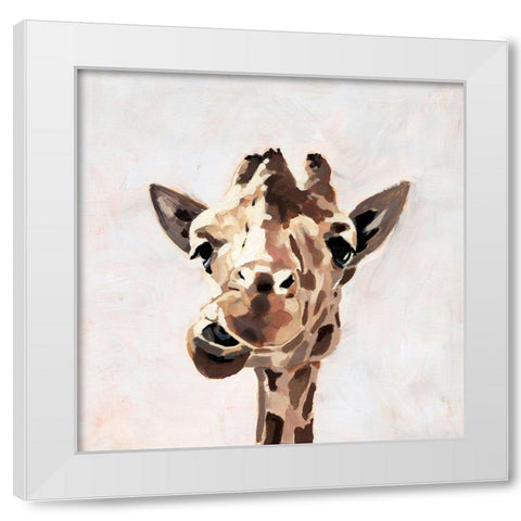 Giraffes Gaze II White Modern Wood Framed Art Print by Barnes, Victoria