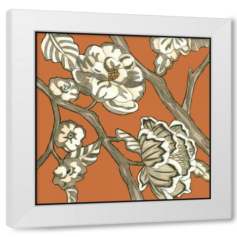 Butterscotch Chintz I White Modern Wood Framed Art Print by Zarris, Chariklia