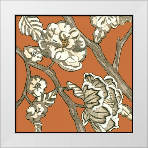 Butterscotch Chintz I White Modern Wood Framed Art Print by Zarris, Chariklia