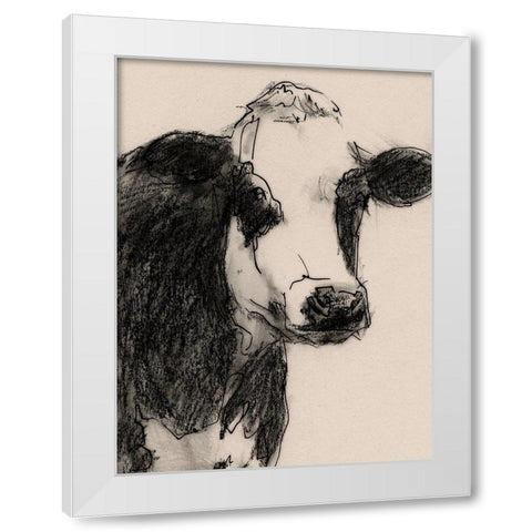 Cow Portrait Sketch I White Modern Wood Framed Art Print by Barnes, Victoria