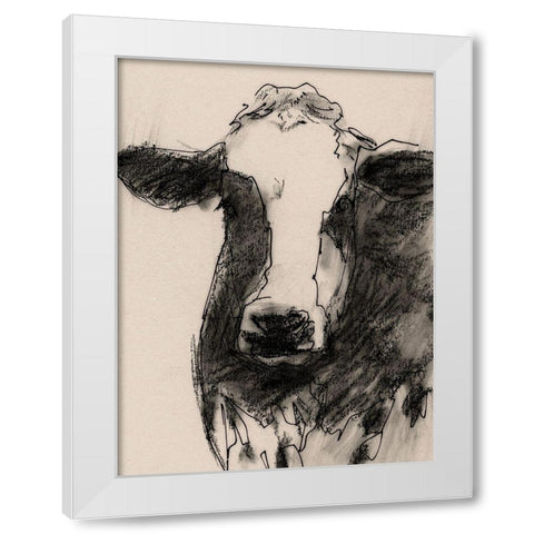 Cow Portrait Sketch II White Modern Wood Framed Art Print by Barnes, Victoria