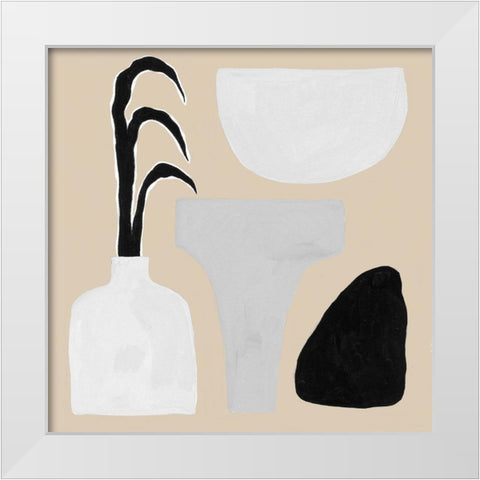 Custom Pale Abstraction III White Modern Wood Framed Art Print by Wang, Melissa