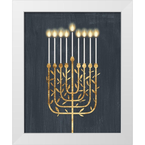 Golden Hanukkah I White Modern Wood Framed Art Print by Popp, Grace