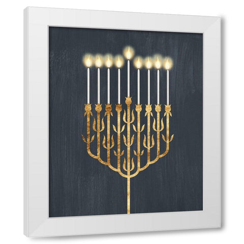 Golden Hanukkah II White Modern Wood Framed Art Print by Popp, Grace