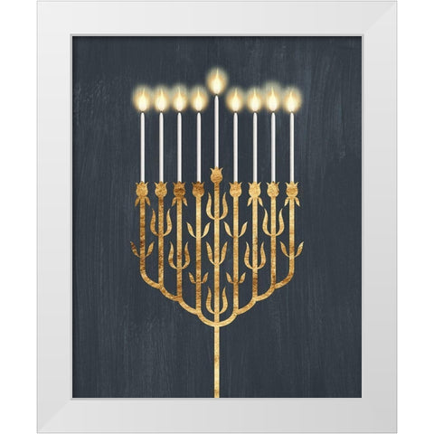 Golden Hanukkah II White Modern Wood Framed Art Print by Popp, Grace