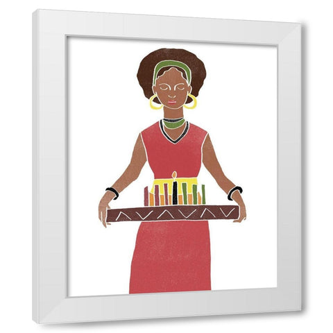 Kwanzaa Celebration II White Modern Wood Framed Art Print by Vess, June Erica