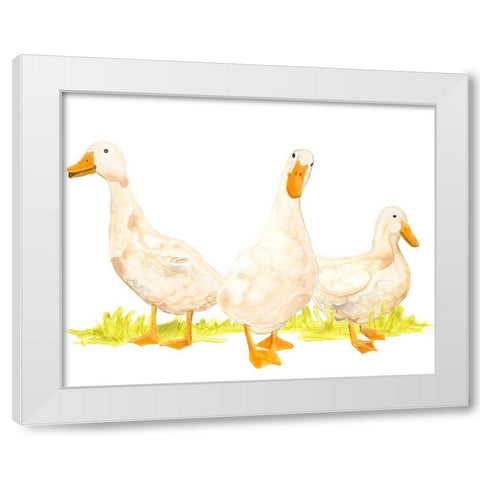 Quack Squad I White Modern Wood Framed Art Print by Vess, June Erica