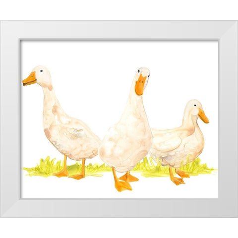 Quack Squad I White Modern Wood Framed Art Print by Vess, June Erica