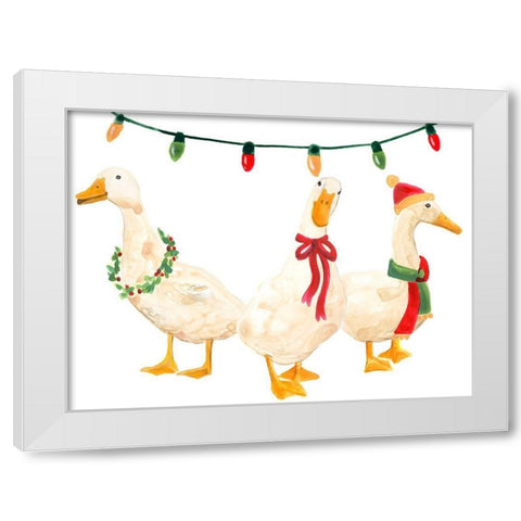 Merry Quackmas I White Modern Wood Framed Art Print by Vess, June Erica