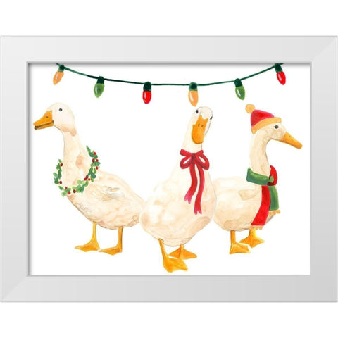 Merry Quackmas I White Modern Wood Framed Art Print by Vess, June Erica