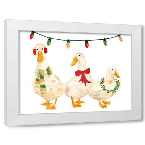 Merry Quackmas II White Modern Wood Framed Art Print by Vess, June Erica
