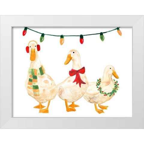 Merry Quackmas II White Modern Wood Framed Art Print by Vess, June Erica