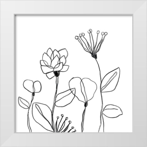 Spindle Blossoms I White Modern Wood Framed Art Print by Vess, June Erica