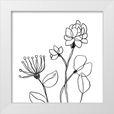 Spindle Blossoms III White Modern Wood Framed Art Print by Vess, June Erica