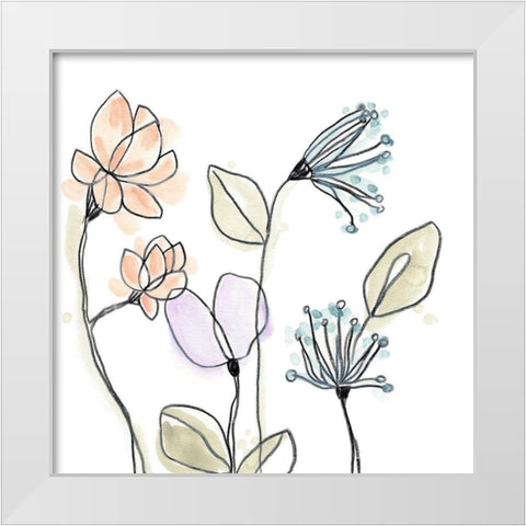 Spindle Blossoms VI White Modern Wood Framed Art Print by Vess, June Erica