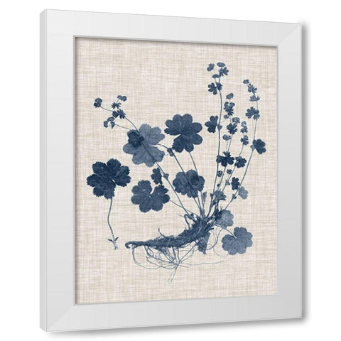 Navy and Linen Leaves I White Modern Wood Framed Art Print by Vision Studio