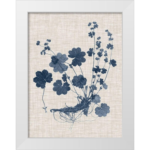 Navy and Linen Leaves I White Modern Wood Framed Art Print by Vision Studio