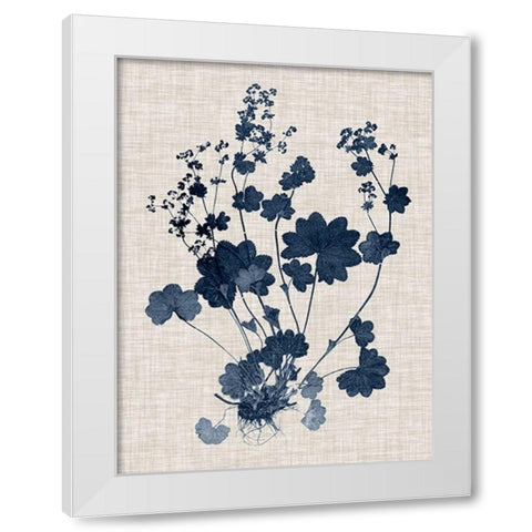 Navy and Linen Leaves II White Modern Wood Framed Art Print by Vision Studio