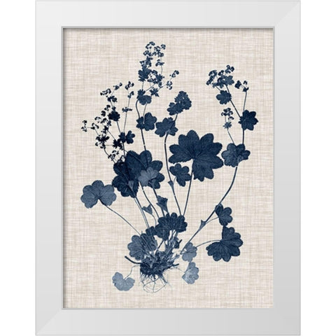 Navy and Linen Leaves II White Modern Wood Framed Art Print by Vision Studio