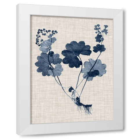 Navy and Linen Leaves IV White Modern Wood Framed Art Print by Vision Studio