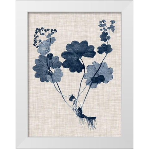 Navy and Linen Leaves IV White Modern Wood Framed Art Print by Vision Studio