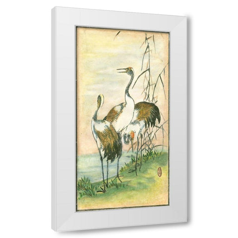 Custom Oriental Cranes I White Modern Wood Framed Art Print by Vision Studio