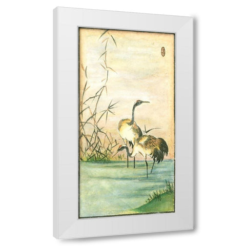 Custom Oriental Cranes II White Modern Wood Framed Art Print by Vision Studio