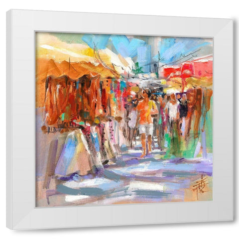 Market Scene II White Modern Wood Framed Art Print by Doyle, Anne Farrall