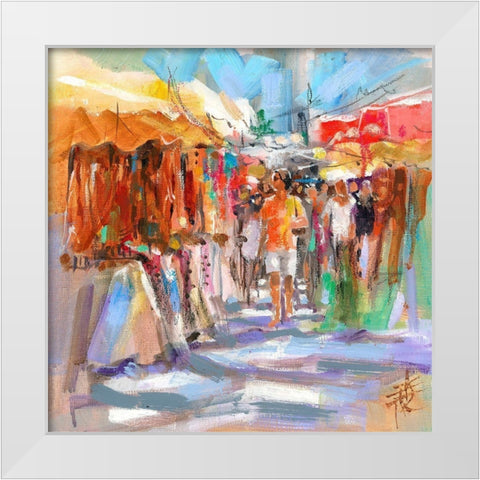 Market Scene II White Modern Wood Framed Art Print by Doyle, Anne Farrall