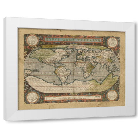 Embellished Antique World Map White Modern Wood Framed Art Print by Vision Studio