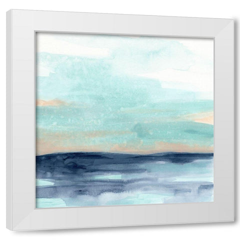 Ocean Morning Mist I White Modern Wood Framed Art Print by Vess, June Erica