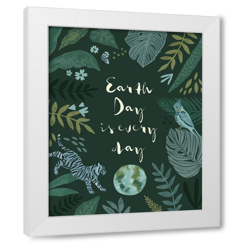 Earth Day Everyday I White Modern Wood Framed Art Print by Barnes, Victoria