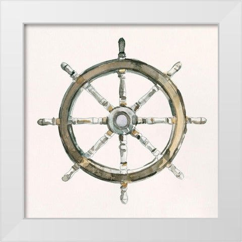 At the Helm I White Modern Wood Framed Art Print by Caroline, Emma