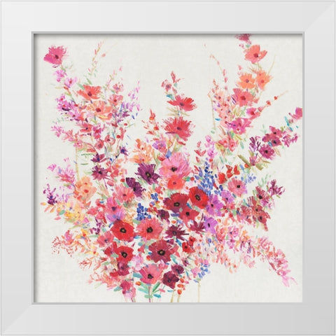 Flowers on a Vine I White Modern Wood Framed Art Print by OToole, Tim