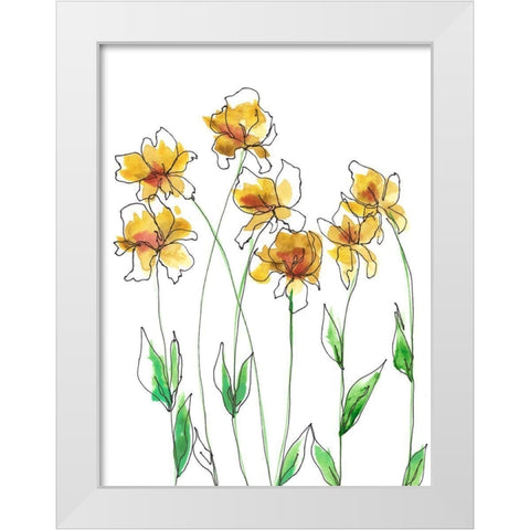 Amber Tulips I White Modern Wood Framed Art Print by Moore, Regina