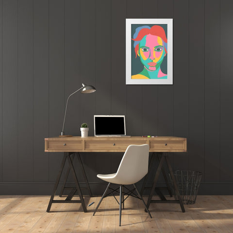Colorblock Face I White Modern Wood Framed Art Print by Moore, Regina