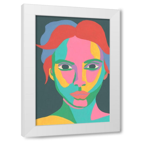 Colorblock Face I White Modern Wood Framed Art Print by Moore, Regina