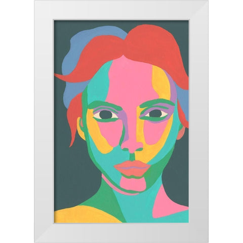 Colorblock Face I White Modern Wood Framed Art Print by Moore, Regina