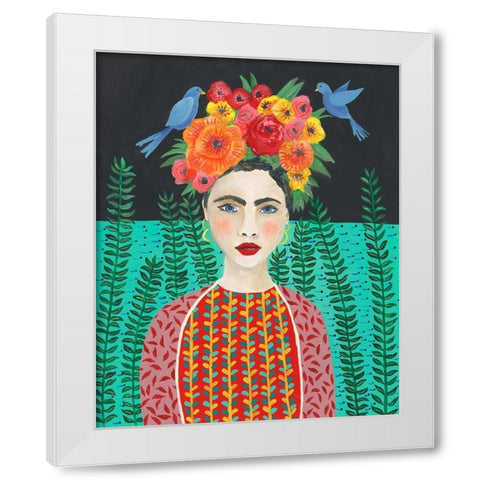 Frida Headdress II White Modern Wood Framed Art Print by Moore, Regina